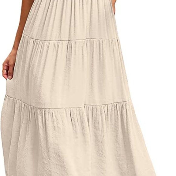 Dresses & Skirts - Women's Flutter Short Sleeve Smocked Midi Dress Summer Casual Tiered A-Line Dres